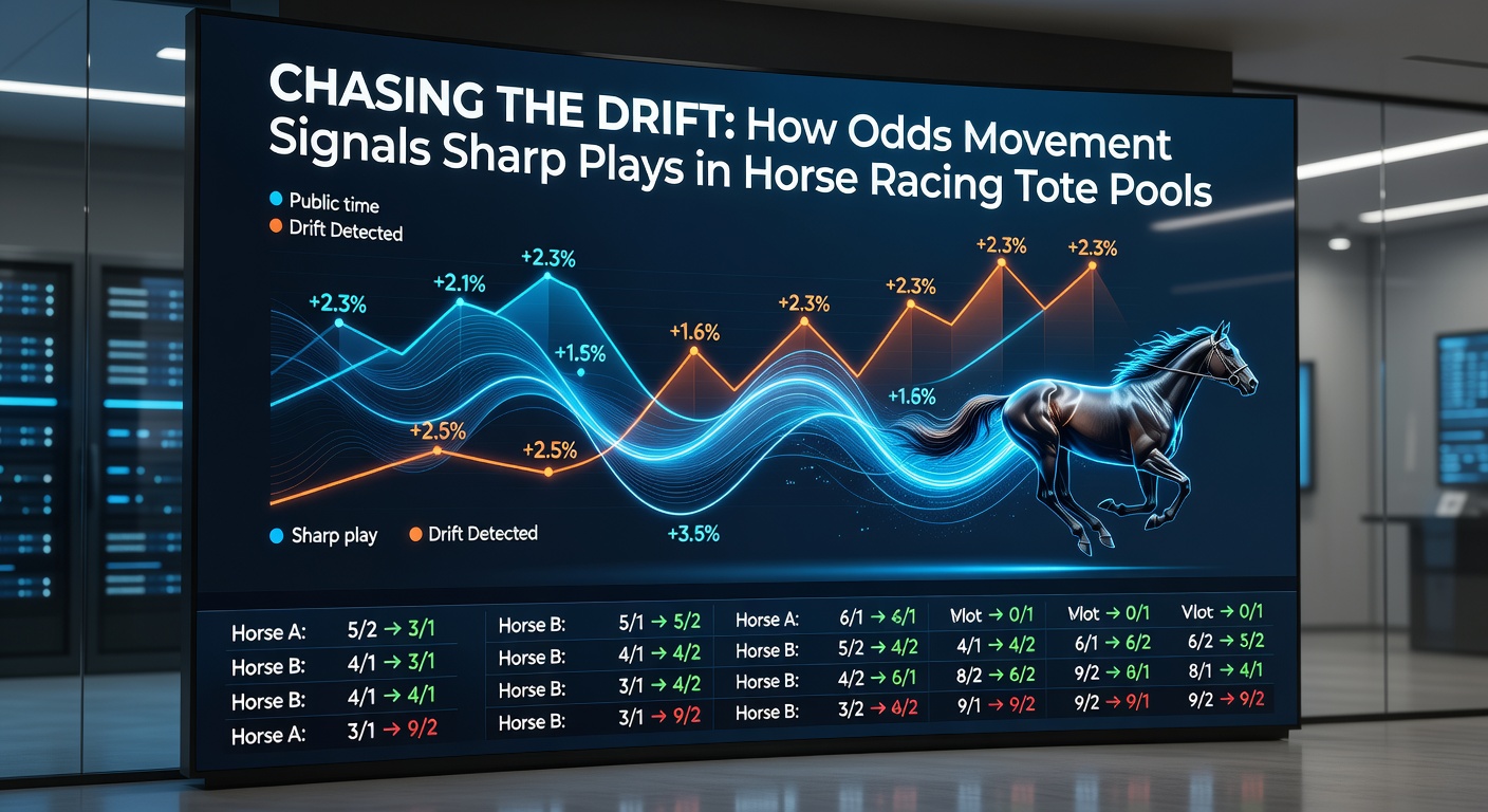 Close-up of a bustling tote board at a horse racing track, displaying fluctuating odds during peak betting action