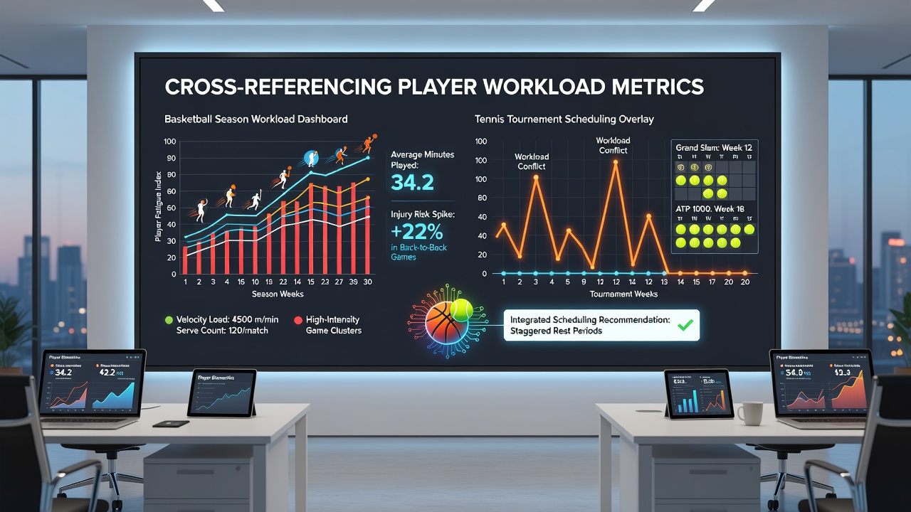 Side-by-side charts comparing basketball player minutes and tennis match schedules for accumulator planning