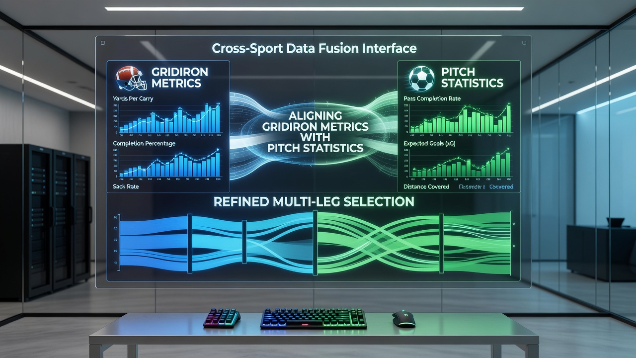 Dashboard showing fused gridiron and soccer statistics for accumulator modeling