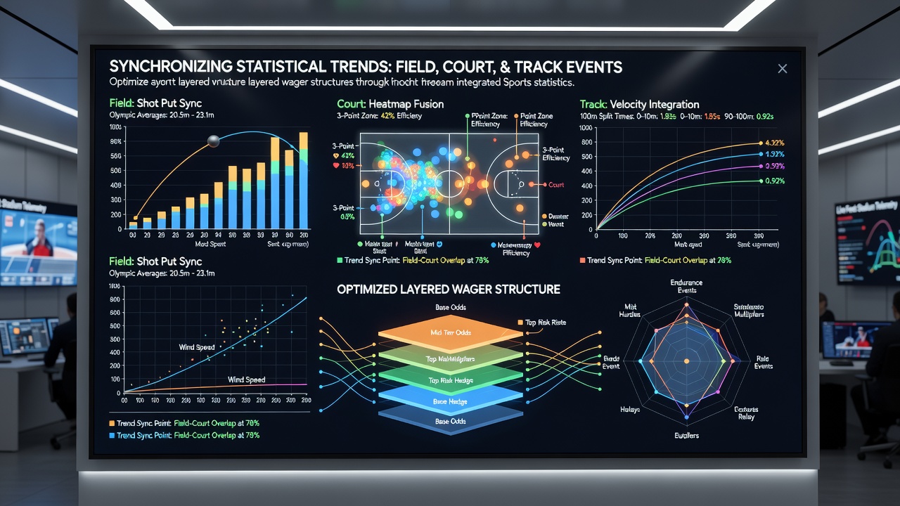 Data visualization tools merging field, court, and track statistics into layered betting models